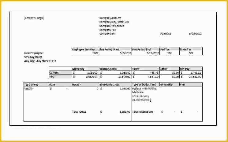 Free Pay Stub Template Microsoft Word Of 6 Free Paycheck Stub Template In Microsoft Word