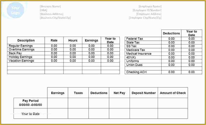 Free Pay Stub Template Microsoft Word Of 6 Pay Stub Template Microsoft Office