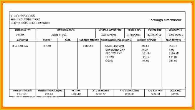 Free Pay Stub Template Microsoft Word Of 8 Pay Stub Templates for Free