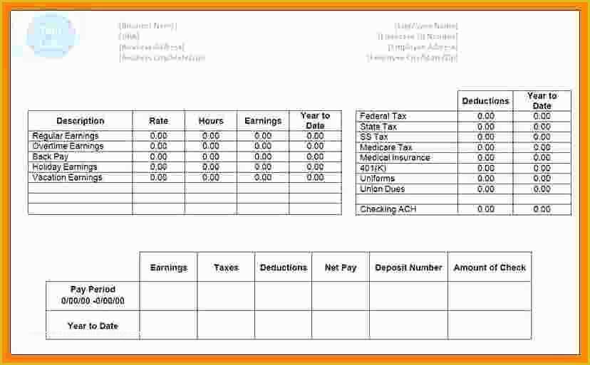 Free Pay Stub Template Microsoft Word Of 8 Payroll Check Template Free