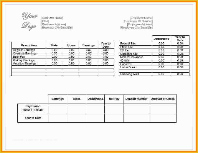 Free Pay Stub Template Microsoft Word Of 9 Paycheck Stub Template In Microsoft Word