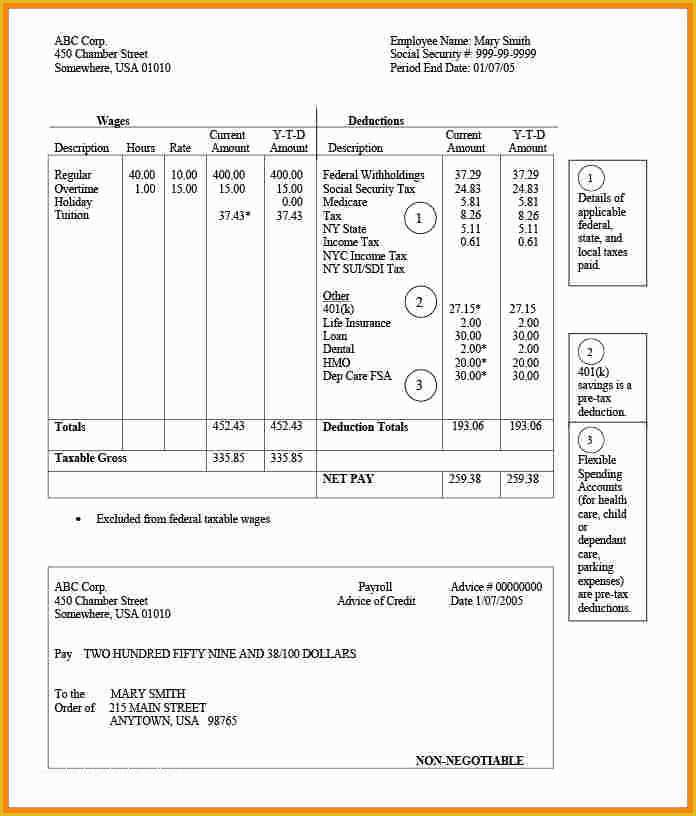 Free Pay Stub Template Microsoft Word Of 9 Paycheck Stub Template In Microsoft Word