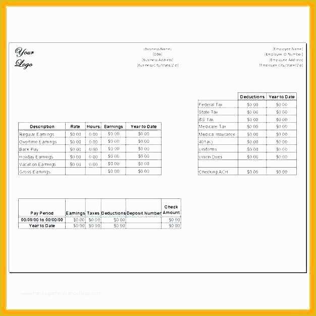 Free Pay Stub Template Microsoft Word Of Check Stub Template Word Lovely Elegant for Payroll Checks