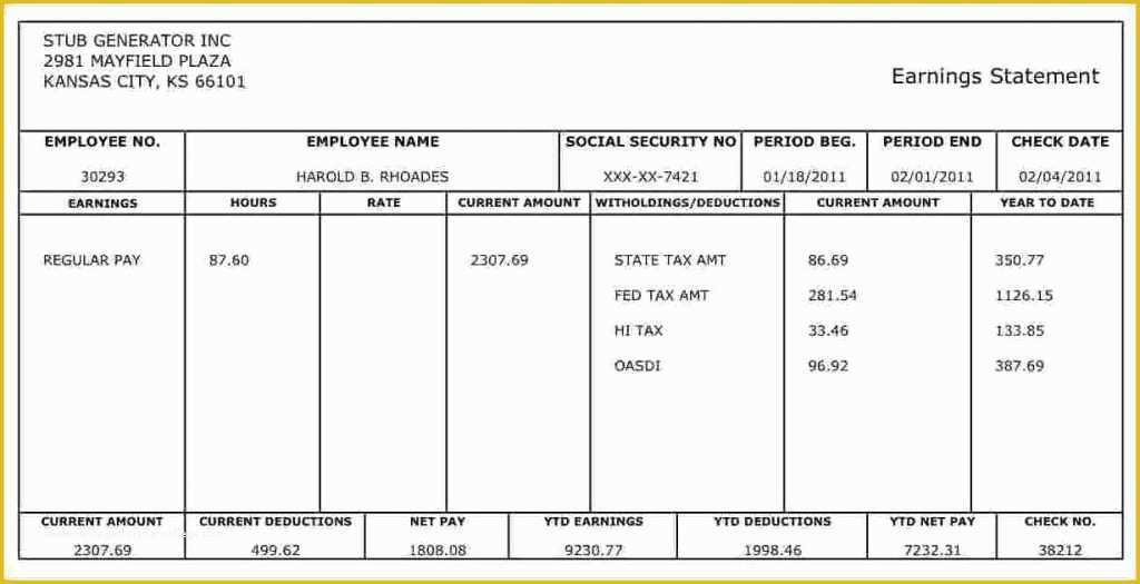 Free Pay Stub Template Microsoft Word Of Microsoft Office Pay Stub Template 7 Make Pay Stubs