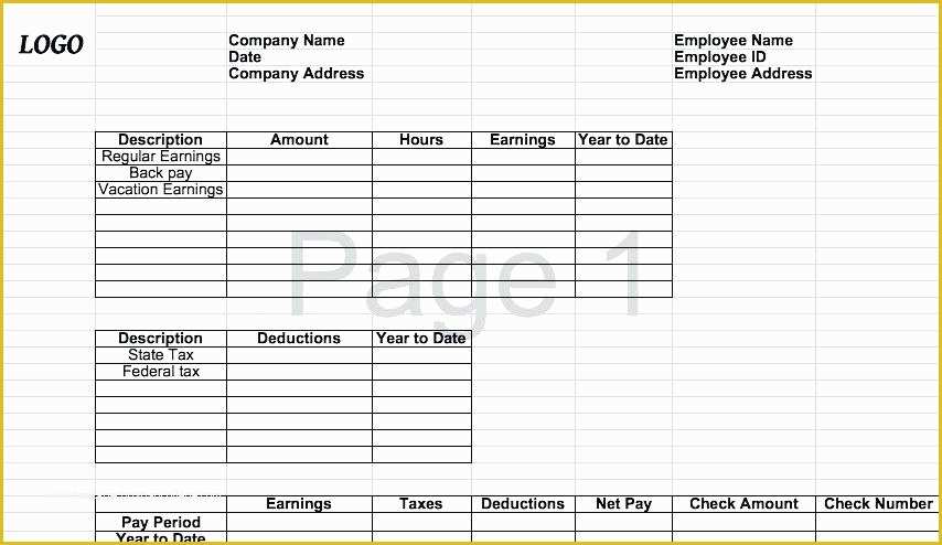 Free Pay Stub Template with Calculator Of Excel Paystub Template Free Pay Stub Template with