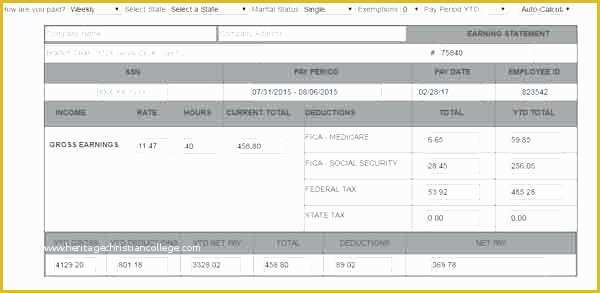 Free Pay Stub Template with Calculator Of Free Pay Stub Template with Calculator Regard to Stubs Wi