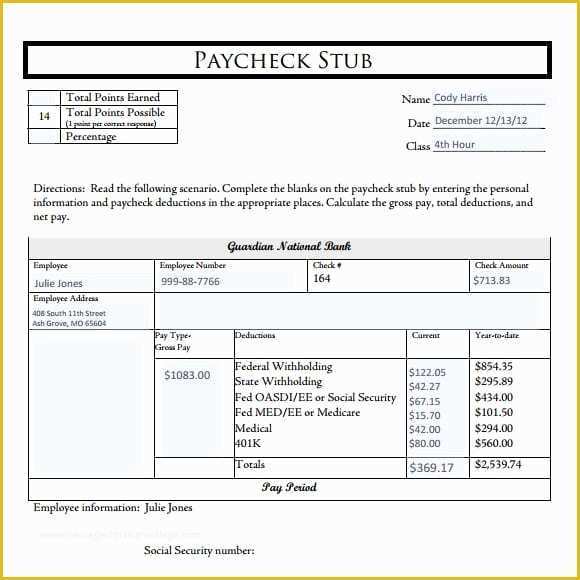 Free Pay Stub Templates for Word Of 10 Pay Stub Templates Word Excel Pdf formats