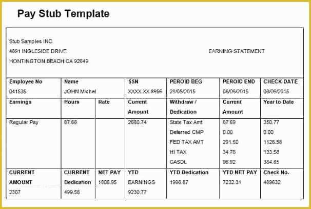 Free Pay Stub Templates for Word Of 6 Free Editable Pay Stub Template