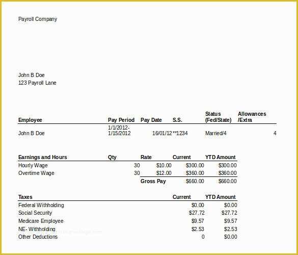 Free Paycheck Stub Template Download Of 24 Pay Stub Templates Samples Examples &amp; formats