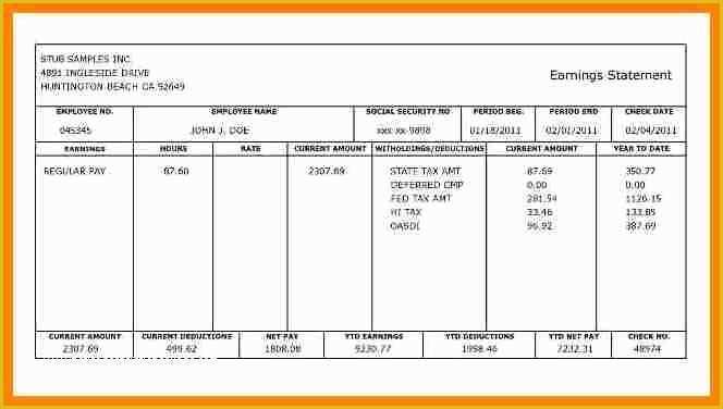 Free Paycheck Stub Template Download Of 5 Pay Stub Template Free