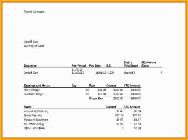 Free Paycheck Stub Template Download Of 9 Free Able Pay Stub Template