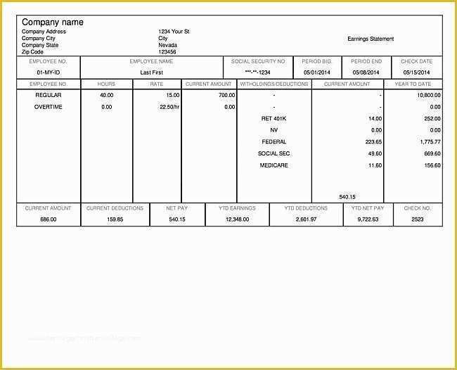 Free Paycheck Stub Template Of 5 Paycheck Stubs Templates Free