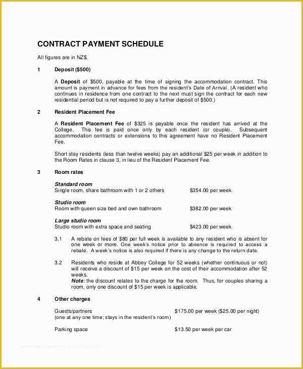 Free Payment Agreement Template Of Contract Payment Schedule Template 10 Free Word Pdf