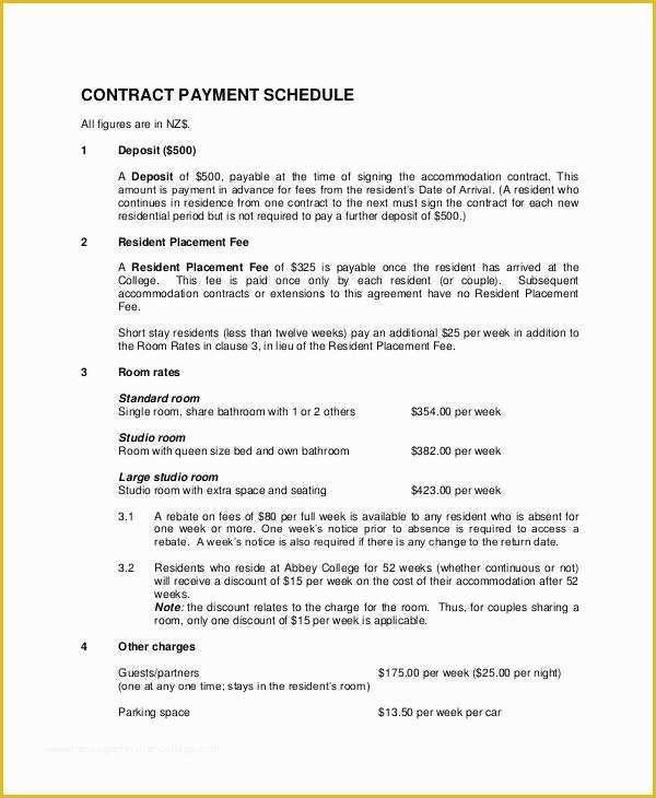 Free Payment Agreement Template Of Contract Payment Schedule Template 10 Free Word Pdf