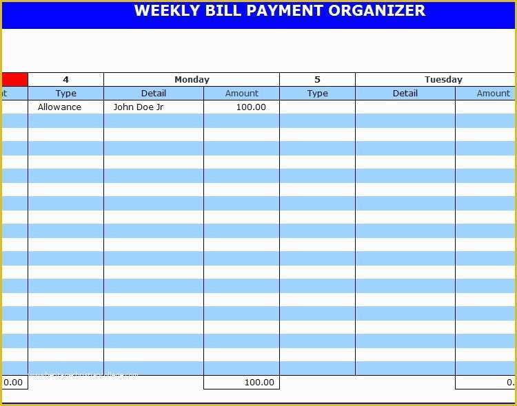 Free Payment Tracker Template Of Bill Payment organizer