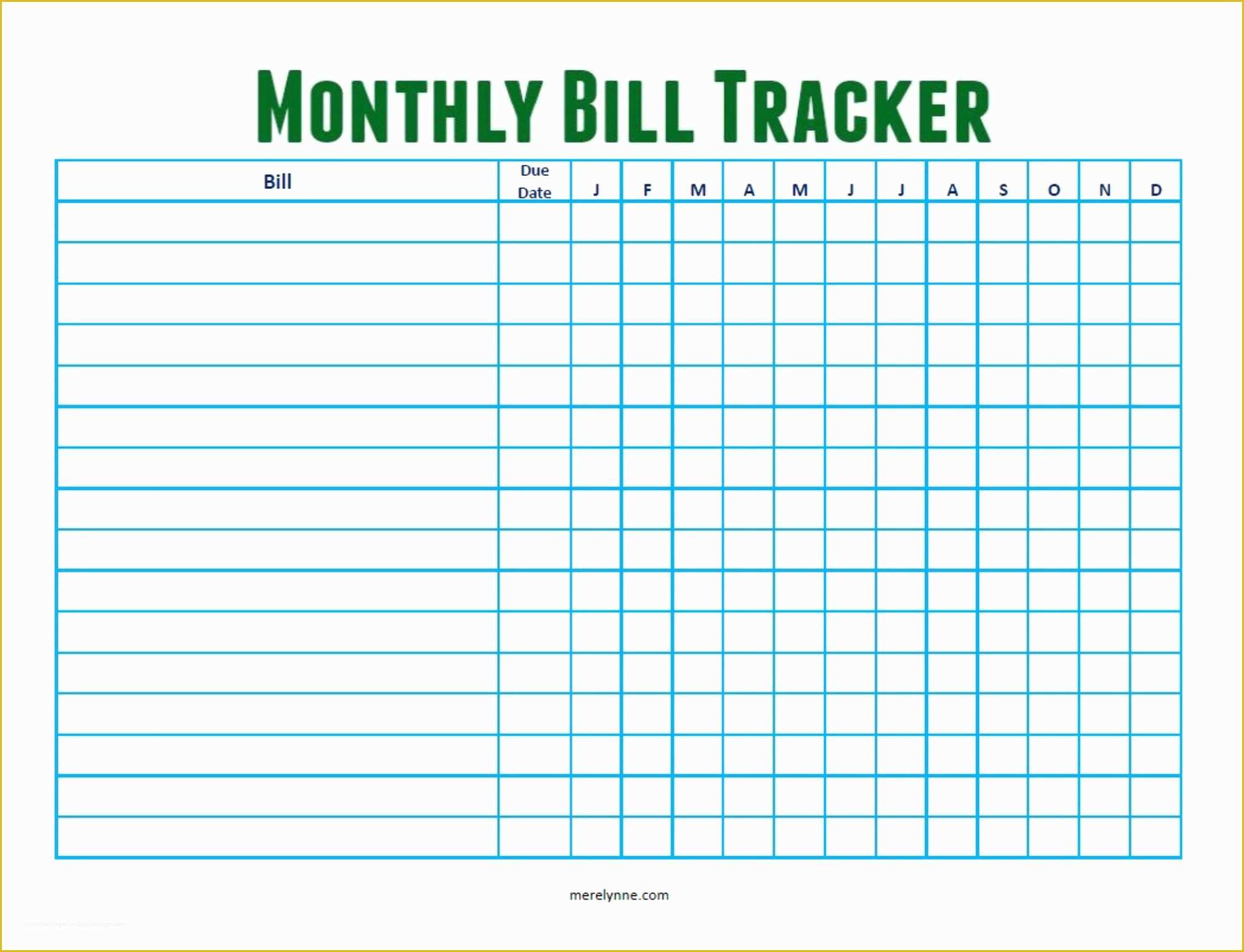 Free Payment Tracker Template Of Monthly Bill Tracker From Merelynne Merelynne by