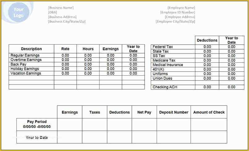 Free Payroll Checks Templates Of 6 Free Payroll Check Stub Template