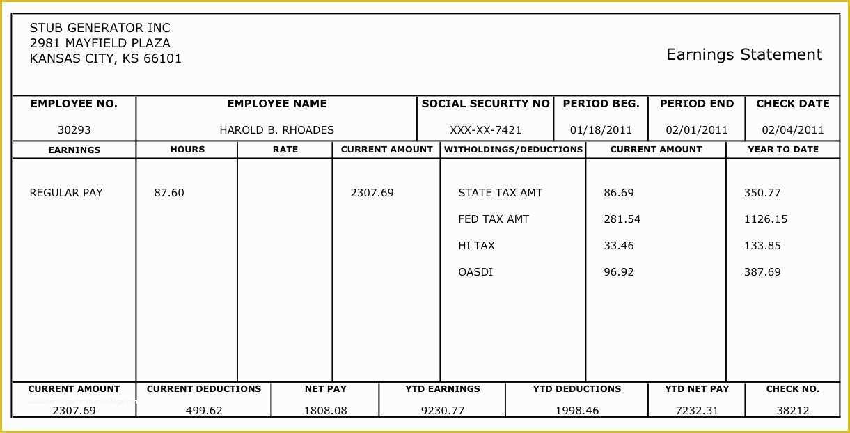 Free Payroll Checks Templates Of Free Printable Blank Paycheck Stubs