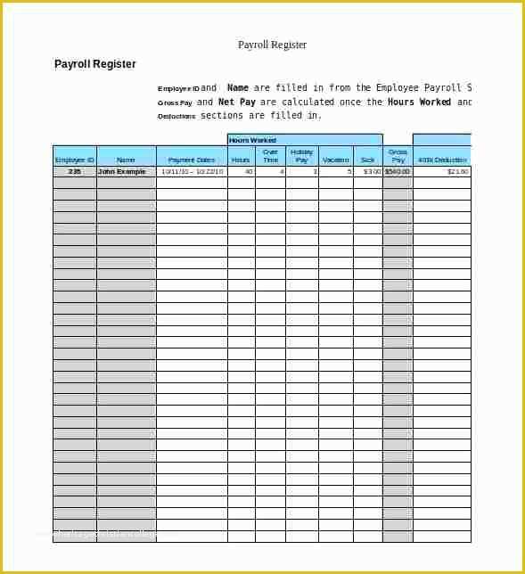 Free Payroll Invoice Template Of 10 Vpayroll Register Template