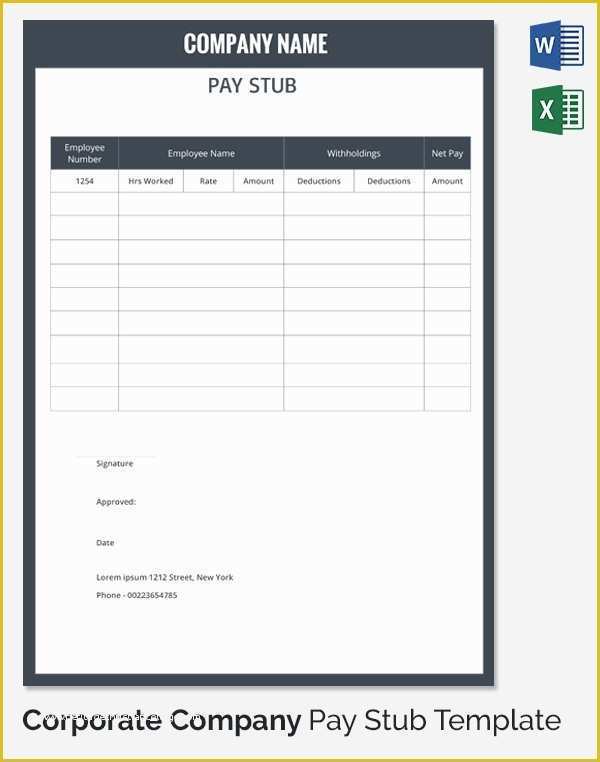 Free Payroll Pay Stub Template Of 25 Sample Editable Pay Stub Templates to Download