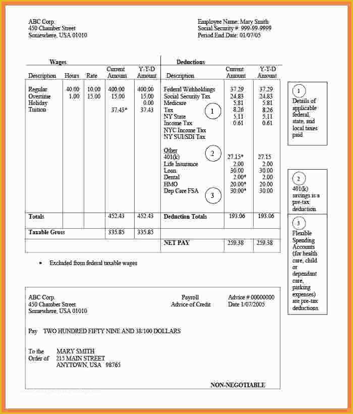 Free Payroll Pay Stub Template Of 9 Free Pay Stub Template