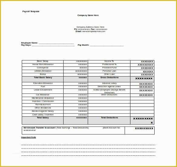 Free Payroll Template Of 15 Word Payroll Templates Free Download