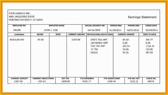 Free Payroll Template Of 7 Free Printable Pay Stub Template
