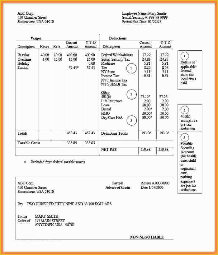 Free Payroll Template Of 9 Free Pay Stub Template