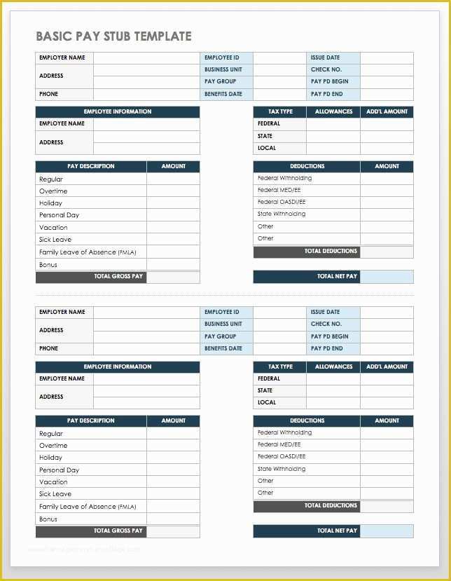 Free Payroll Template Of Free Pay Stub Templates