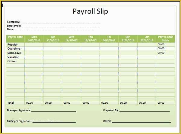 Free Payroll Template Of Payroll Slip Template Microsoft Word Templates