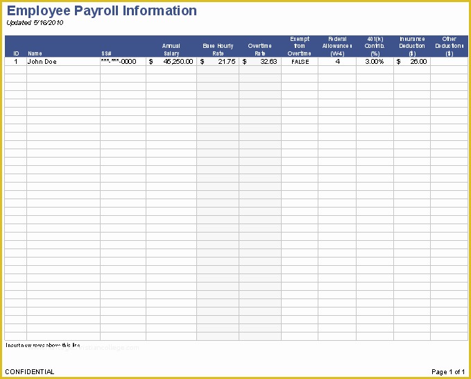 Free Payroll Template Of Payroll Template Free Employee Payroll Template for Excel