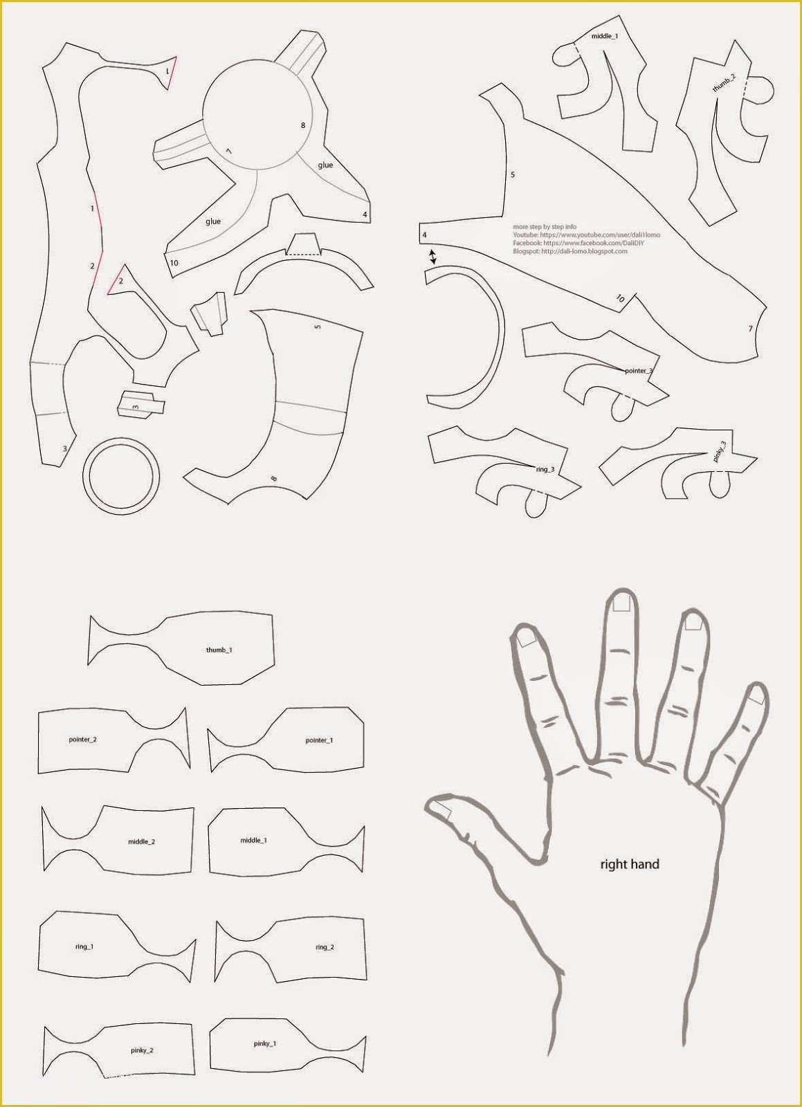 Free Pdf Templates Of Dali Lomo Iron Man Hand Diy with Cereal Box Pdf Template