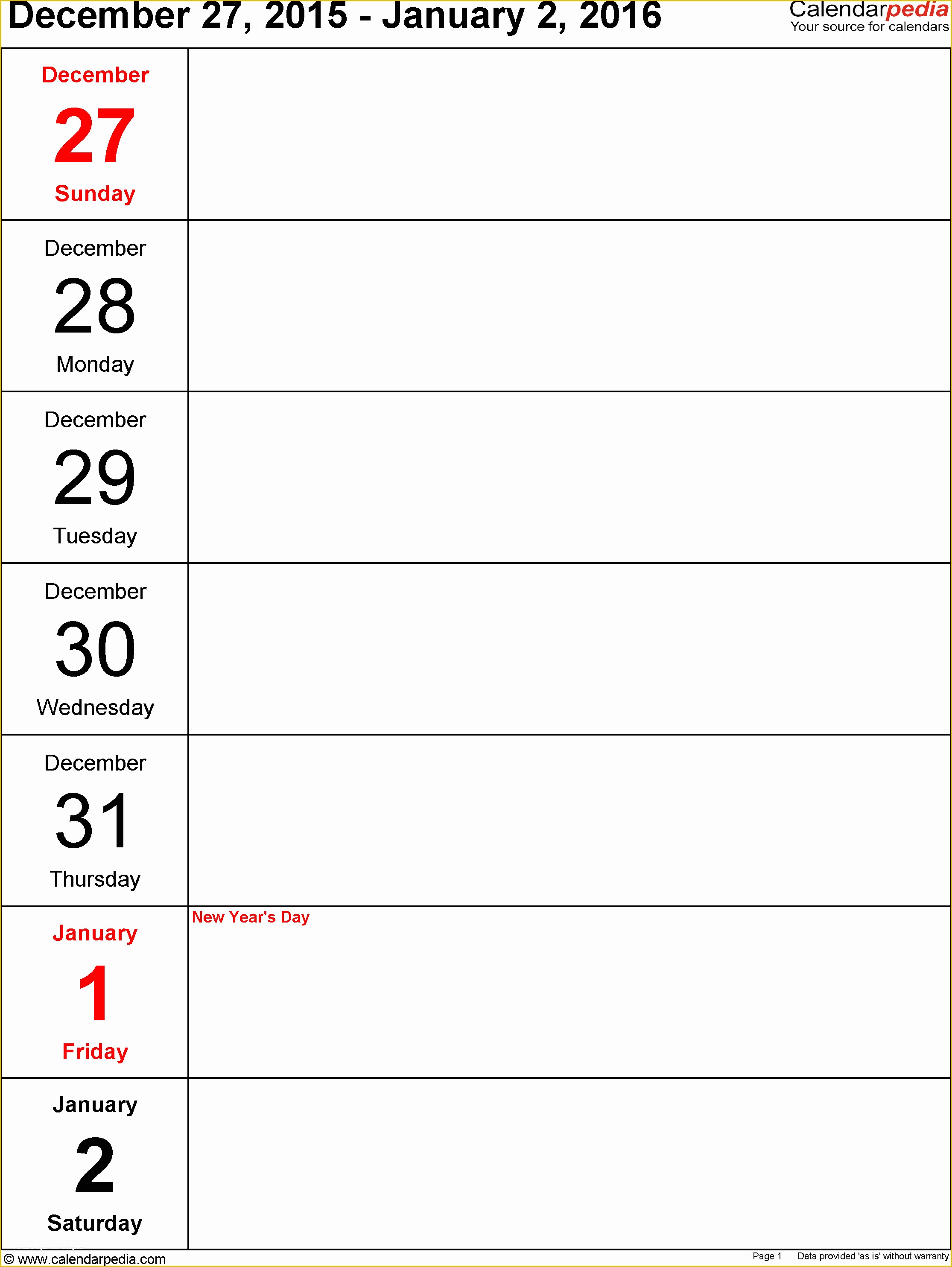 Free Pdf Templates Of Weekly Calendar Pdf