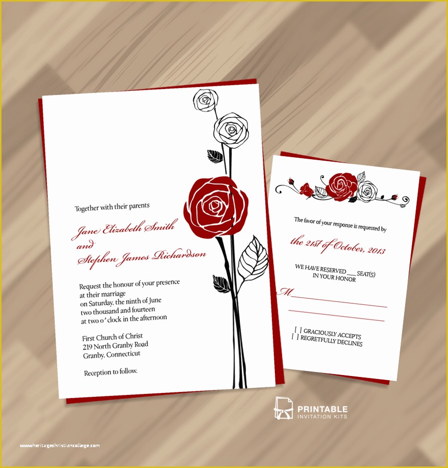 Free Pdf Wedding Invitation Templates Of Free Pdf Download Red Rose Invitation and Rsvp Easy to