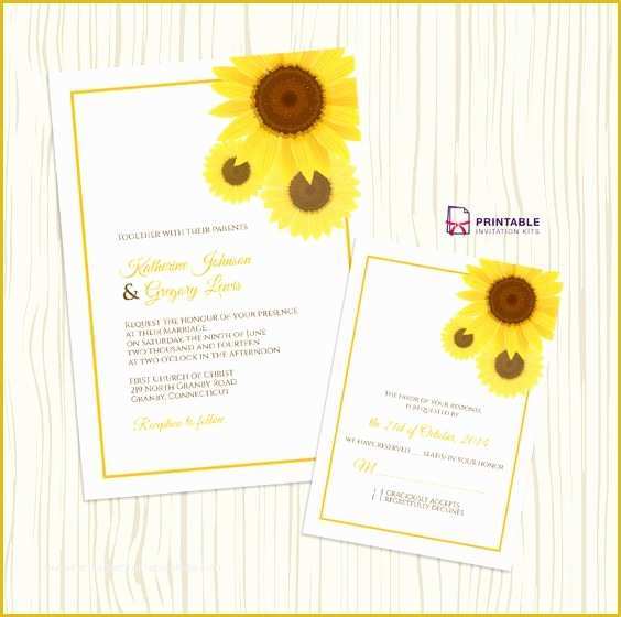Free Pdf Wedding Invitation Templates Of Free Pdf Download Sunflower Wedding Invitation and Rsvp