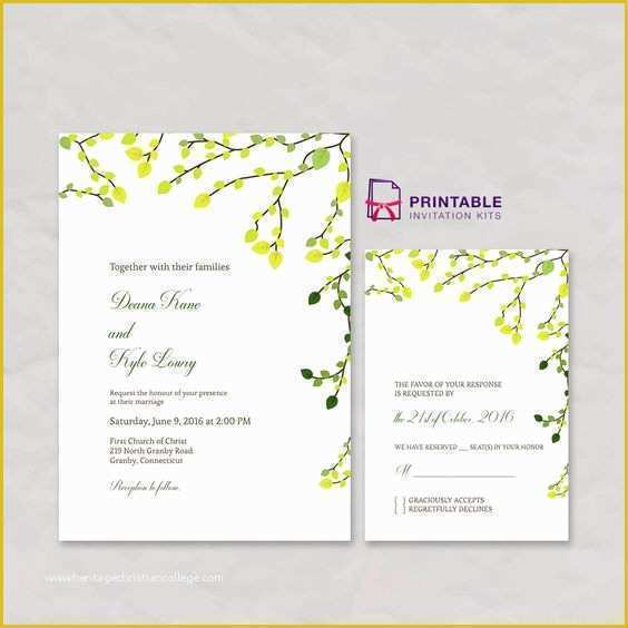 Free Pdf Wedding Invitation Templates Of Free Pdf Greenery Invitation and Rsvp Set Free Printable