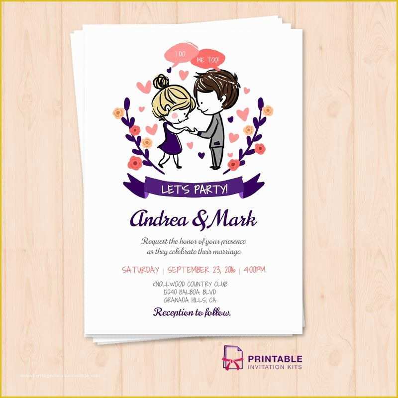 Free Pdf Wedding Invitation Templates Of Free Pdf I Do Me too Let’s Party Wedding Invitation