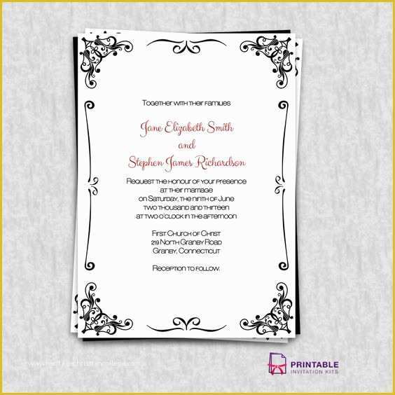 Free Pdf Wedding Invitation Templates Of Free Pdf Invitations Retro Border Wedding Invitation