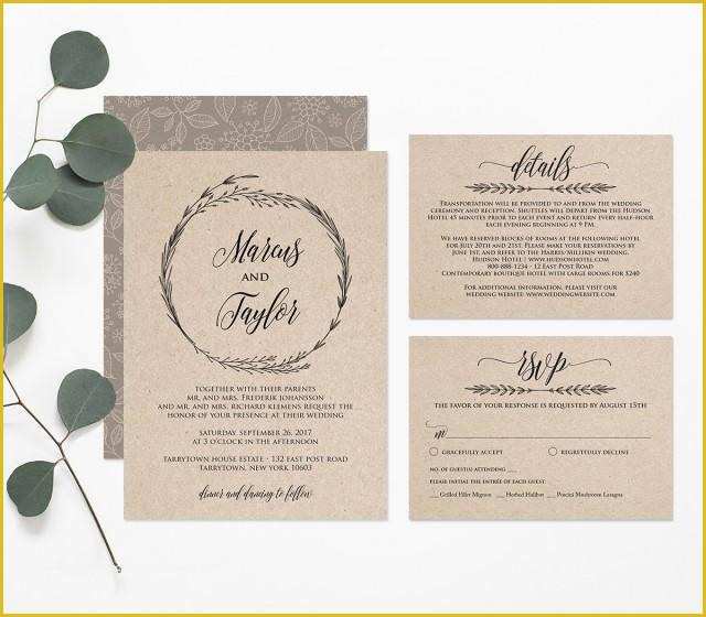 Free Pdf Wedding Invitation Templates Of Printable Wedding Invitation Template Rustic Wreath