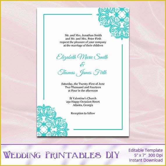 Free Pdf Wedding Invitation Templates Of Tiffany Blue Wedding Invitations Templates Diy Printable