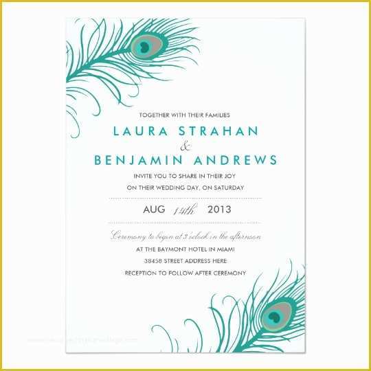 Free Peacock Wedding Invitation Templates Of Elegant Peacock Wedding Invitation