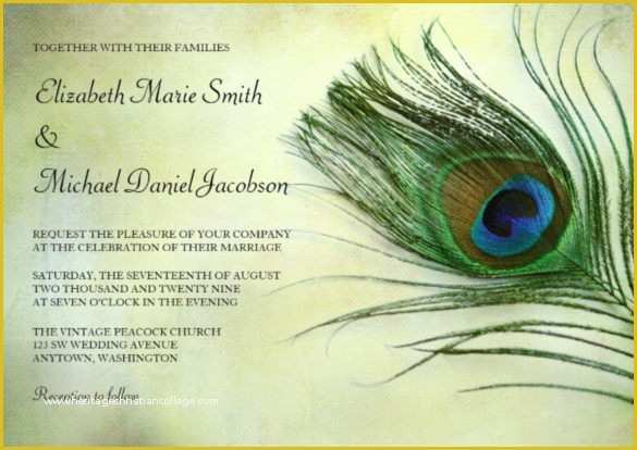 Free Peacock Wedding Invitation Templates Of Peacock Feather Invitation Template