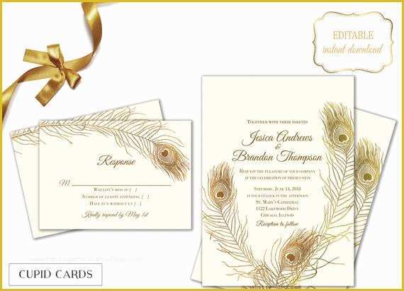 Free Peacock Wedding Invitation Templates Of Peacock Feather Wedding Invitation Templates Editable