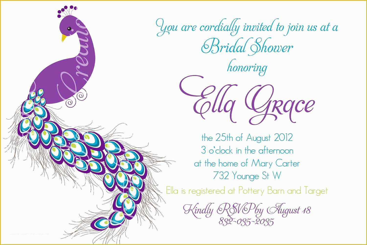 Free Peacock Wedding Invitation Templates Of Pretty Peacock Invitation Birthday Bridal Shower Baby