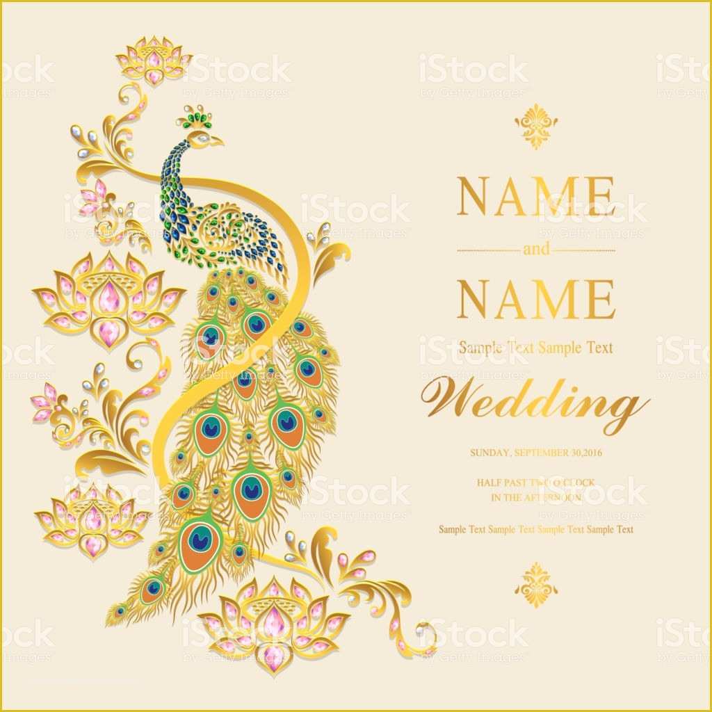 Free Peacock Wedding Invitation Templates Of Wedding Invitation Card Templates with Gold Peacock