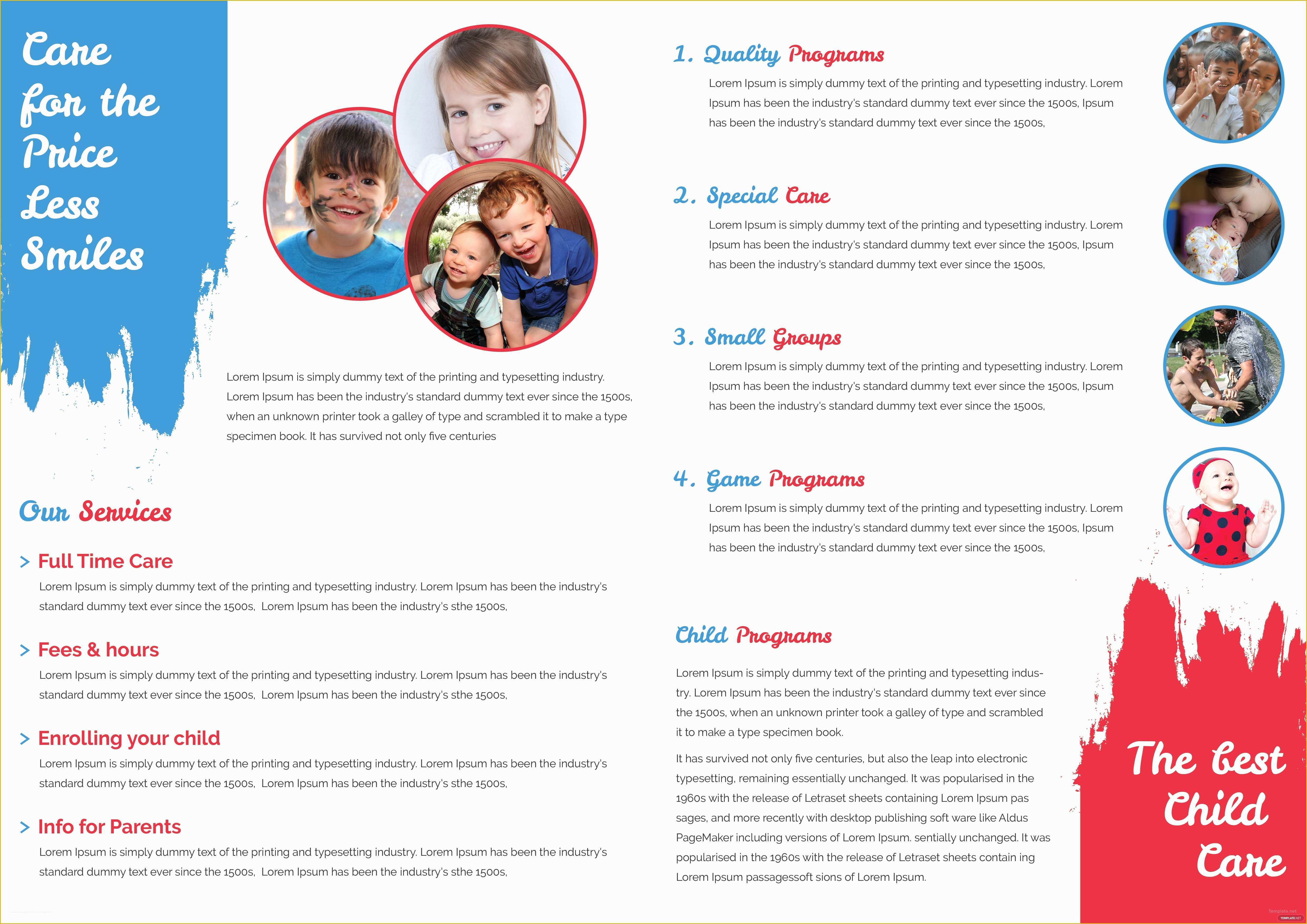 Free Pediatric Brochure Templates Of Free Child Care Bi Fold Brochure Template In Adobe