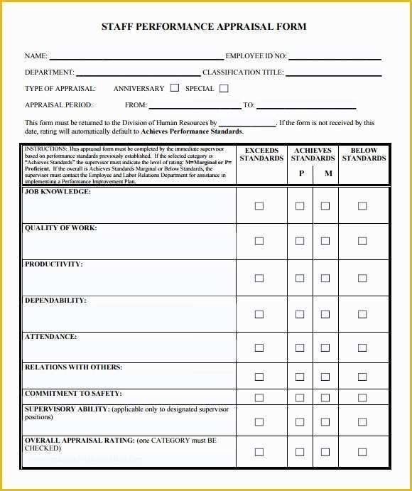 Free Performance Review Template Of 13 Employee Evaluation form Sample – Free Examples