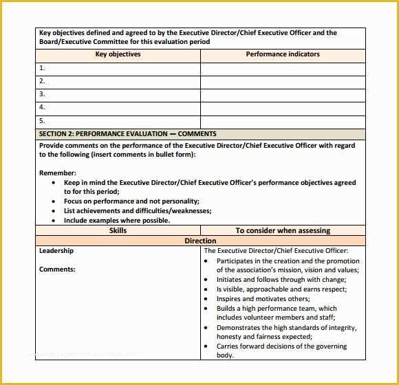 Free Performance Review Template Of Sample Manager Evaluation 6 Documents In Pdf Word