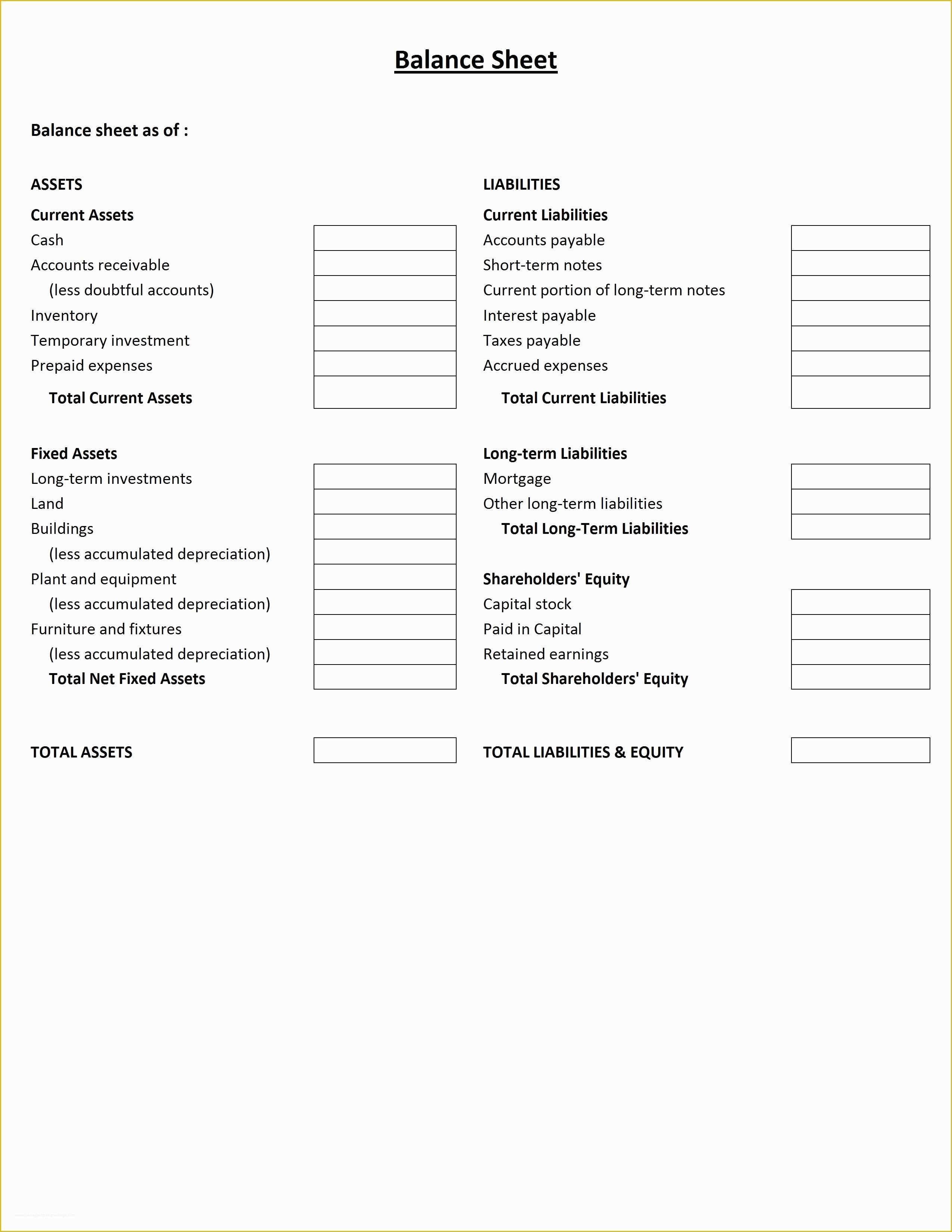 Free Personal Balance Sheet Template Of 12 Business Balance Sheet