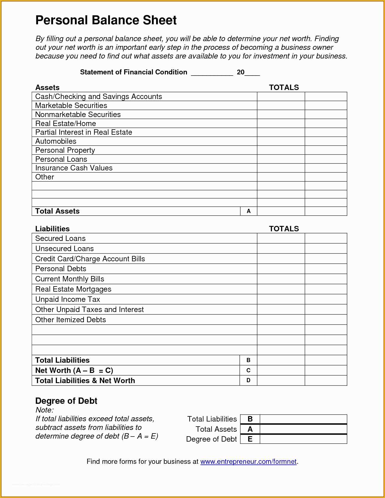 Free Personal Balance Sheet Template Of Free Personal Balance Sheet Template Sample Worksheets